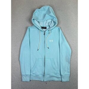 Under Armour Hoodie Womens XS Blue Full Zip Fleece Sweatshirt Loose Logo